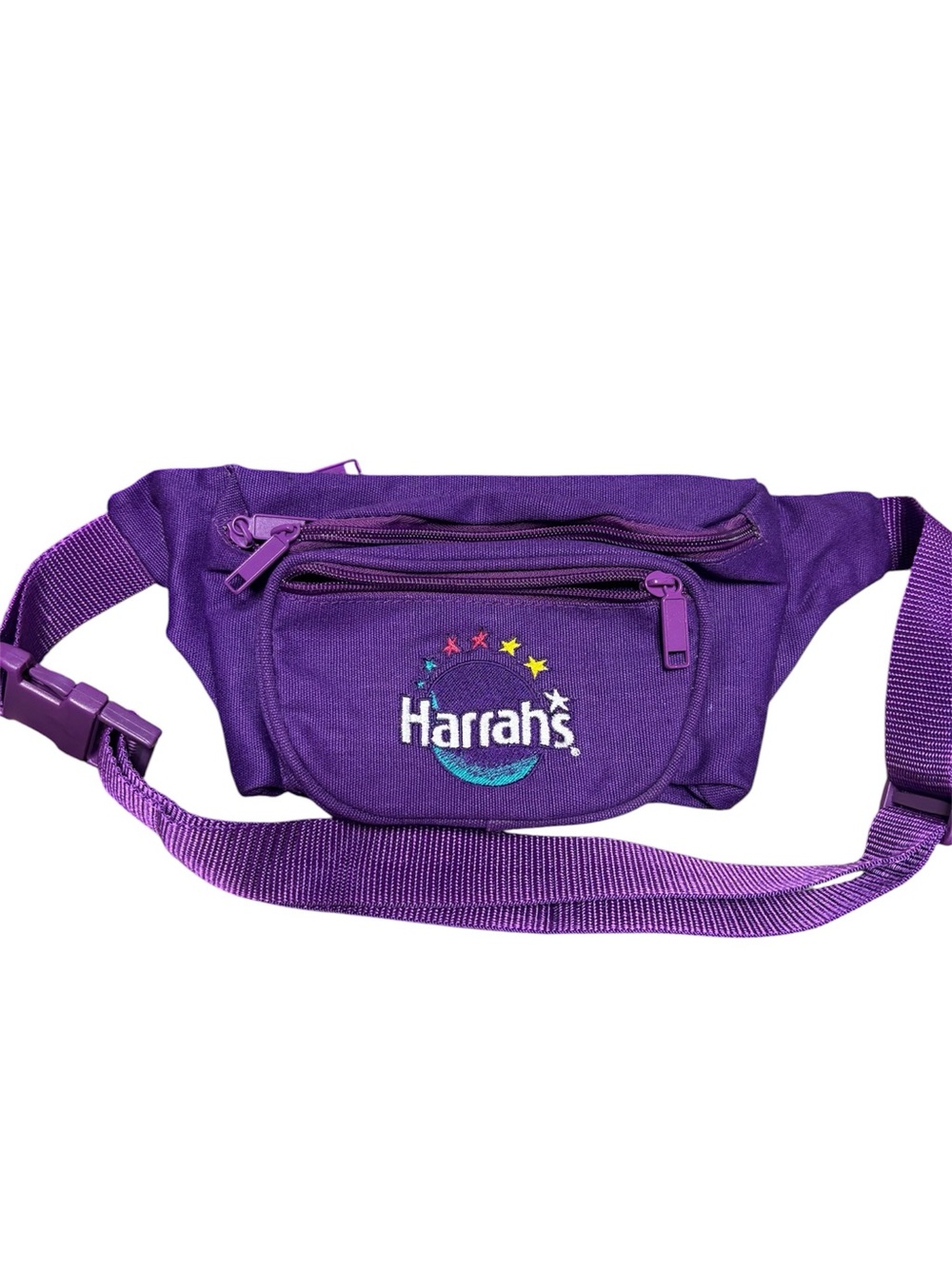 Vintage Harrahs Casino Purple Fanny Pack Embroidered Canvas  8x5